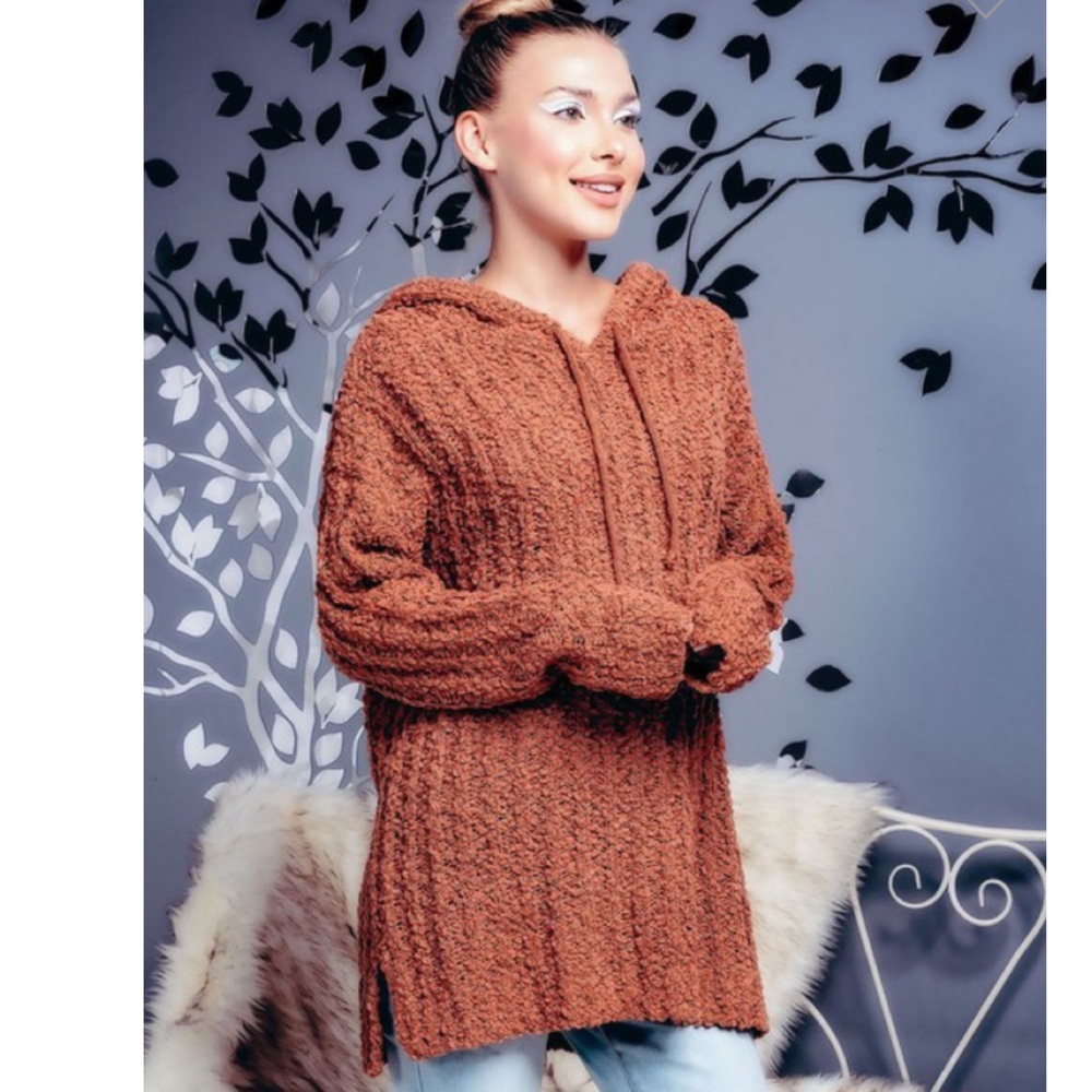 Last 1! Soft New Cozy Knit Popcorn Hoodie Sweater - Picture 8 of 12